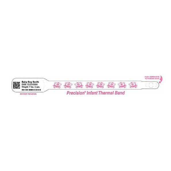 Precision® Termisk ID-bånd – Printerbånd – Nyfødt/Spedbarn – Hvit med rosa bjørner